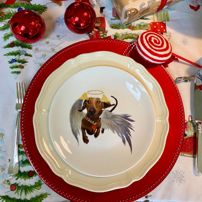Bordy's It's a Wienerful Time ontbijtbordjes , set van 6 kerstige teckels Ø 20 cm