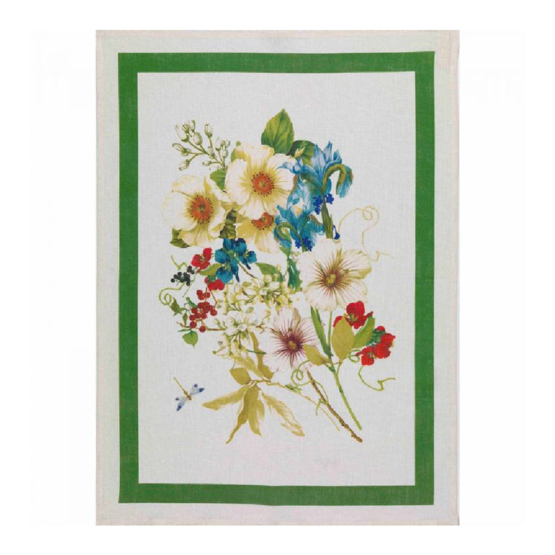 Linnen theedoek Ibisco met groene rand