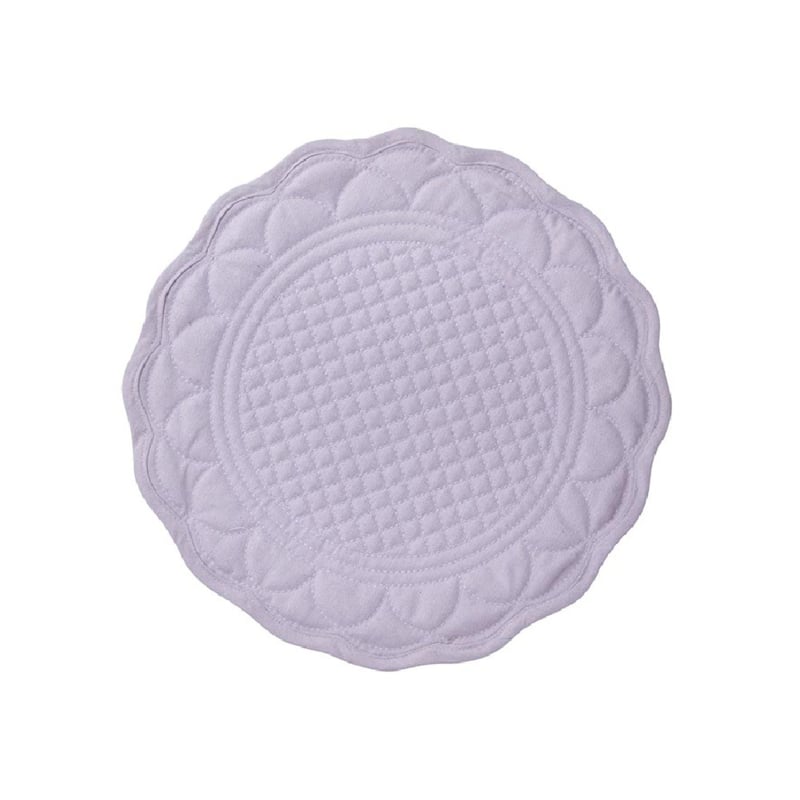 Bungalow ronde, katoen-linnen doorgestikte lila placemats Mirra , set van 4 stuks