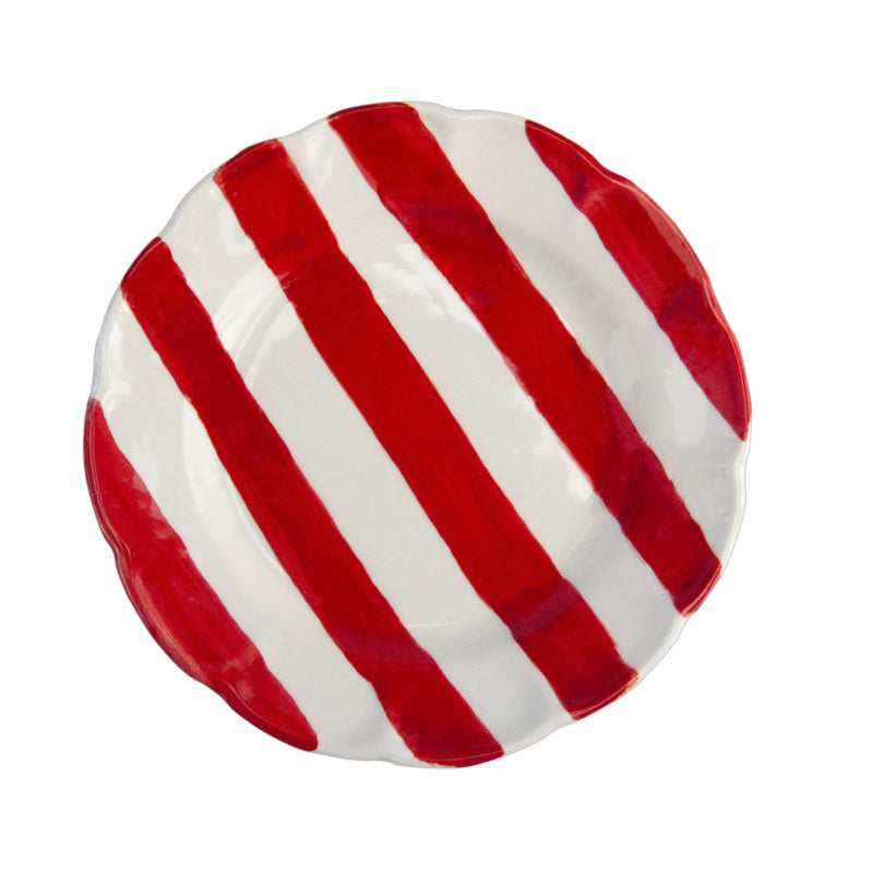 Arcucci Dolce Vita Nastro gestreept dinerbord in rood of groen Ø 26 cm