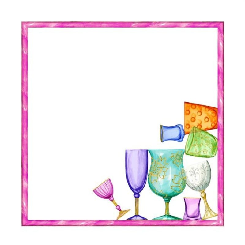 Linnen set van 4 verschillende servetten Cincin (Crystal) met gekleurde glazen