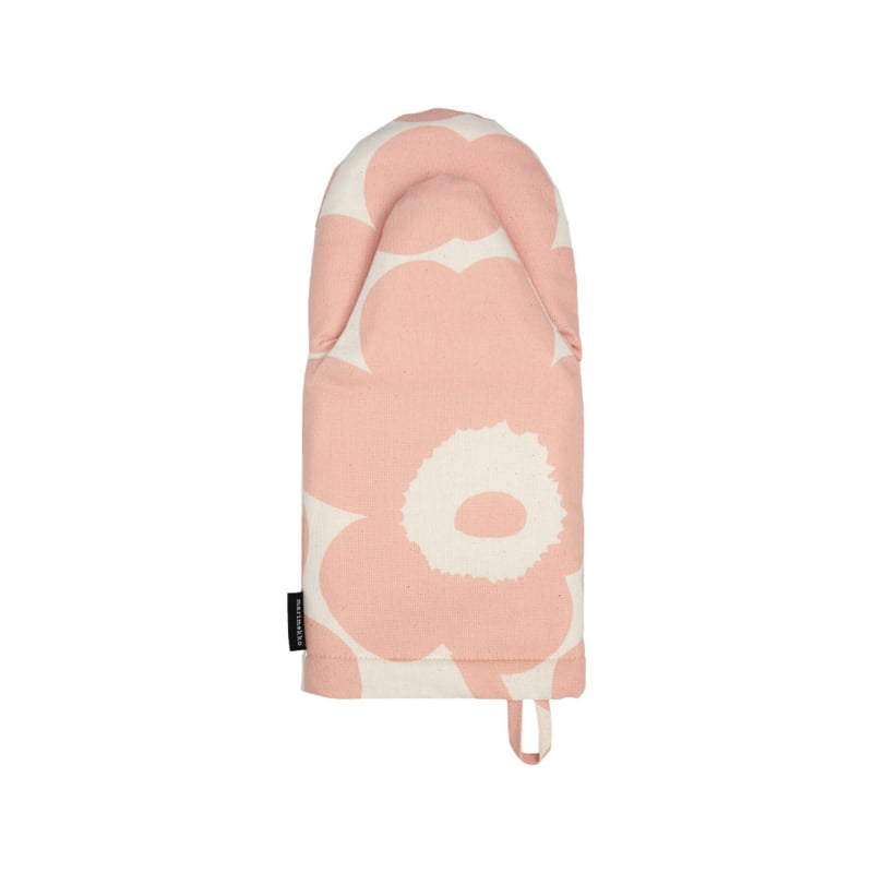 Marimekko oven mitt light pink Unikko on unbleached cotton