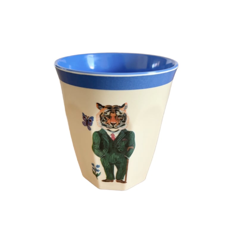 Rice * Nathalie Lété melamine beker Tijger en blauwe rand | 200 ml