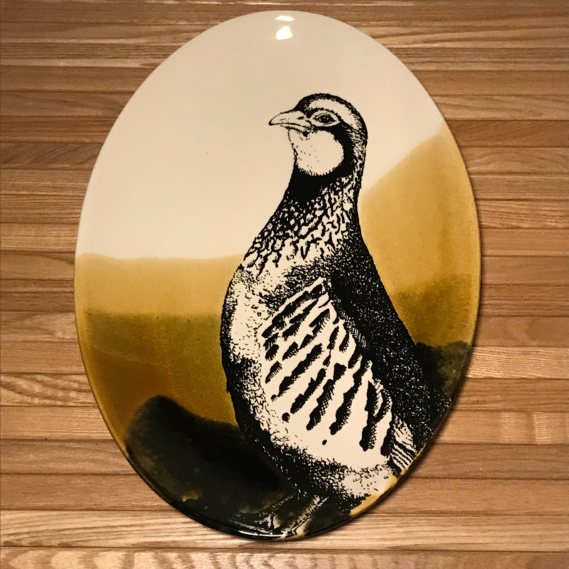 Hunting servies ovalen schaal 30 x 21 cm patrijs