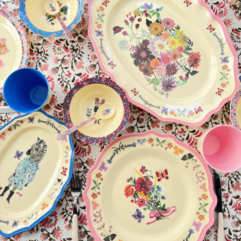 Rice x Nathalie Lété melamine beker Wasbeer blauwe rand | 200 ml