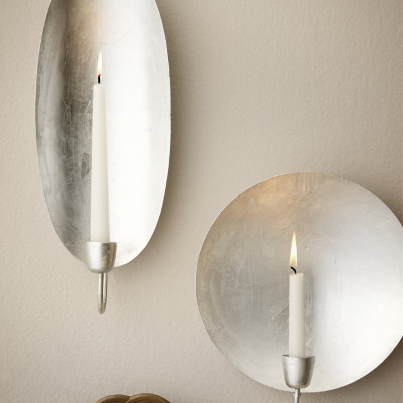 Bungalow zilveren ronde muurkandelaar | Ø 26 cm