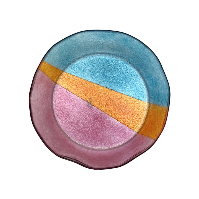 Rond, laag schaaltje. Roze, blauw, oranje | Ø 22 x 4 cm