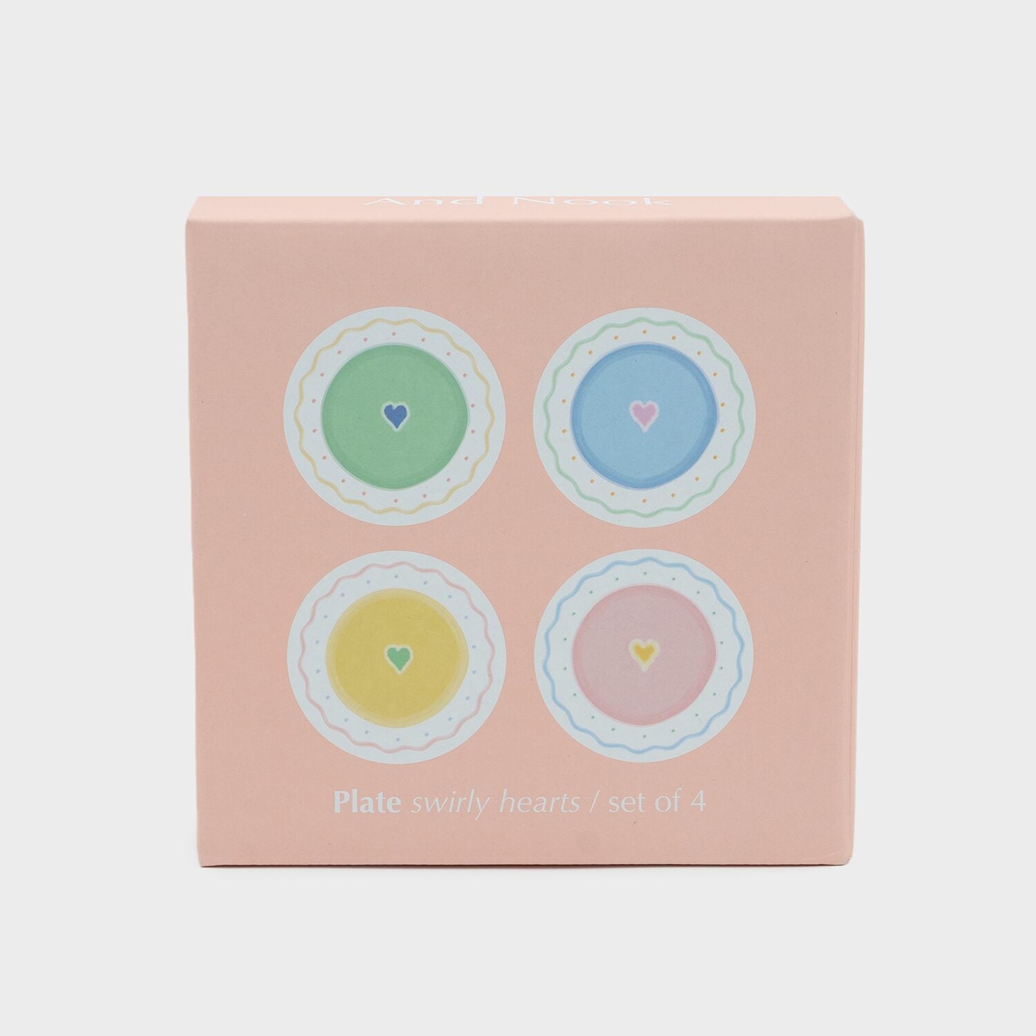 And Nook set van 4 taartbordjes Swirly Hearts Ø 15 cm