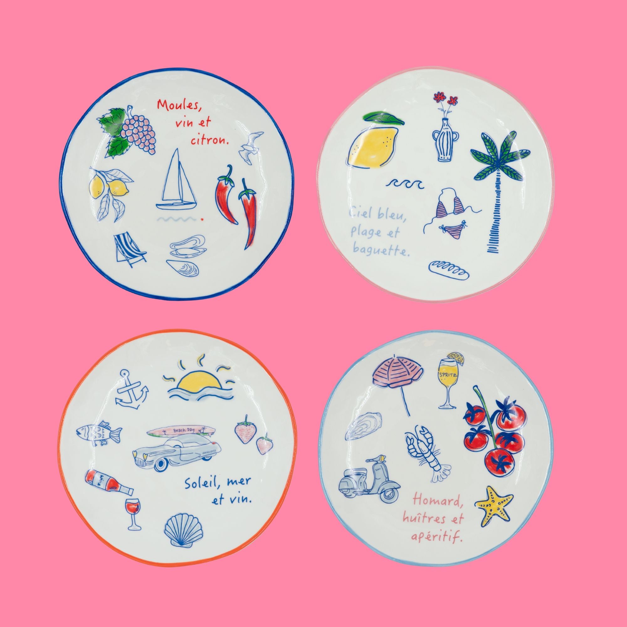 And Nook set van 4 ontbijtbordjes / saladebordjes Seaside Stories