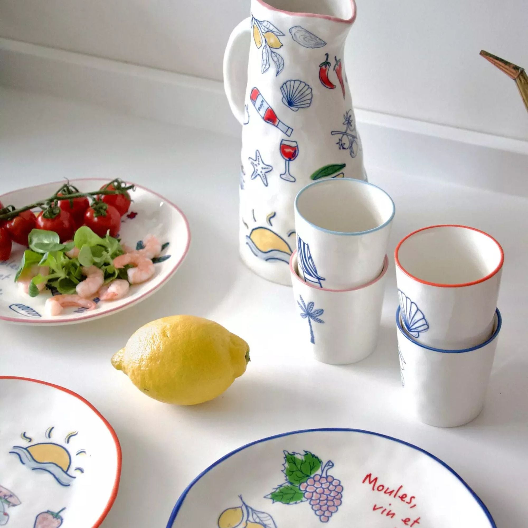 And Nook set van 4 ontbijtbordjes / saladebordjes Seaside Stories