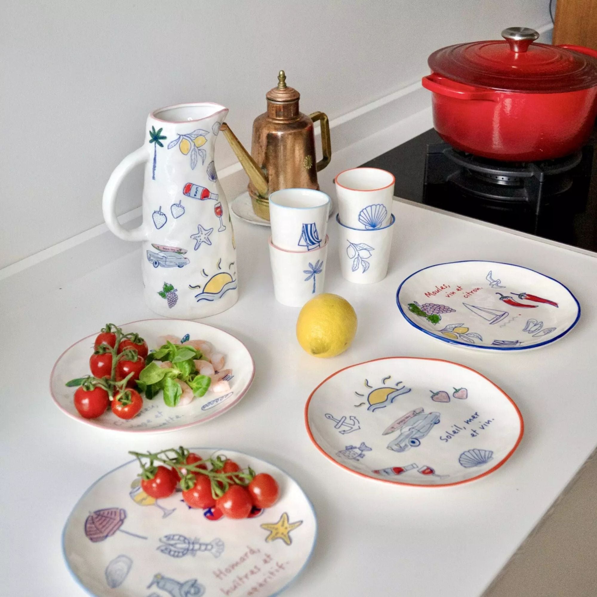 And Nook set van 4 ontbijtbordjes / saladebordjes Seaside Stories