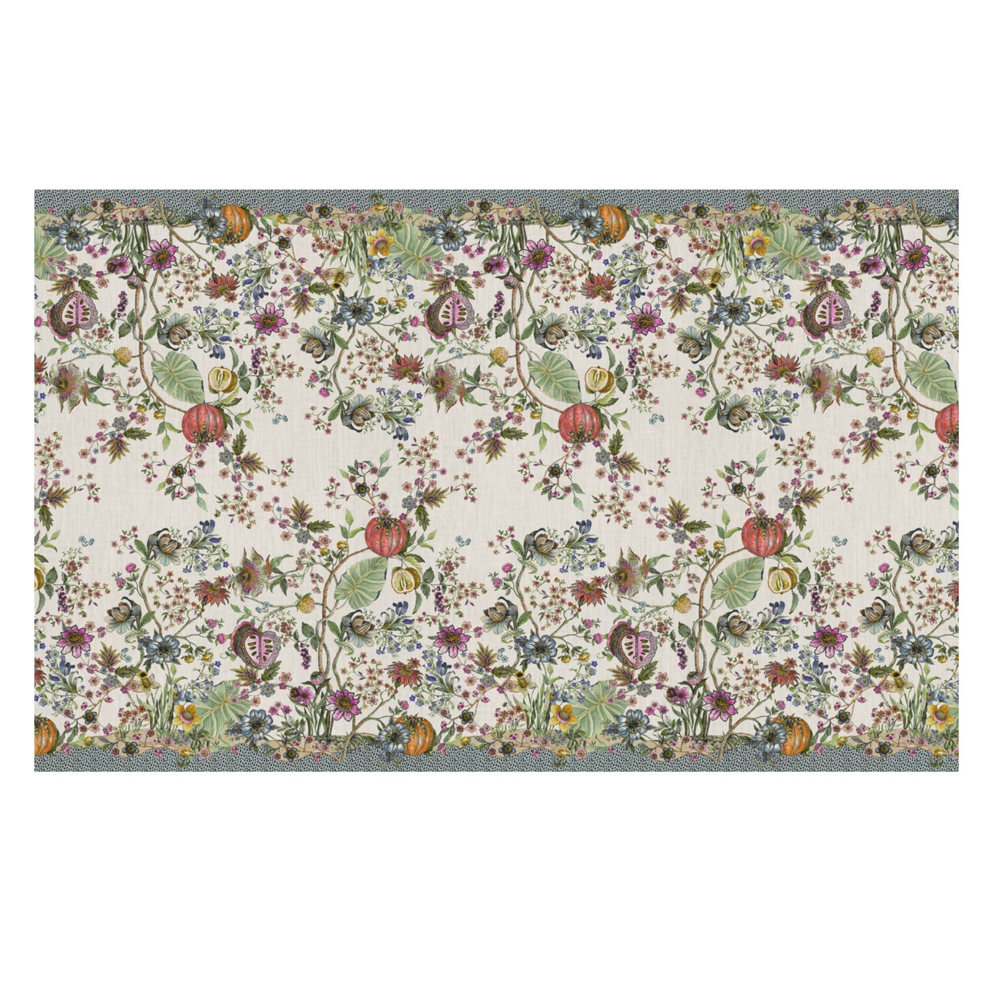 Linnen tafelkleed Biloba met bloemenfantasieprint, kies je formaat (ook rond en als tafelloper)