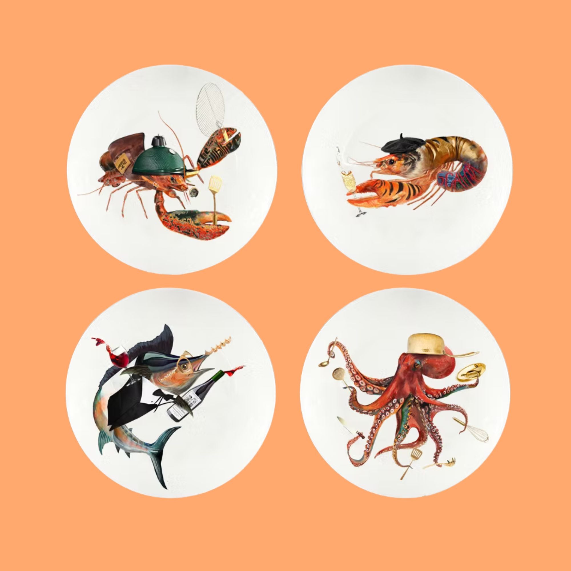 Bordy's set met 4 dinerborden "The Culinairy Catch"