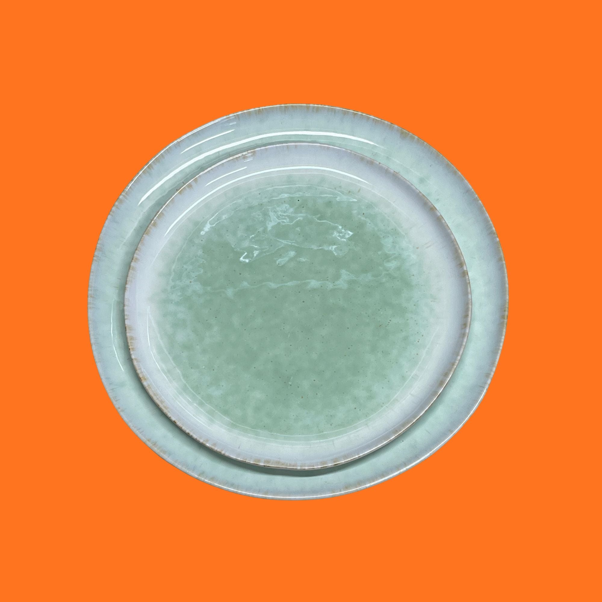 Bungalow Soul Pistaziengrüne Speiseteller mit reaktiver Glasur, 2er-Set | Ø 27 cm