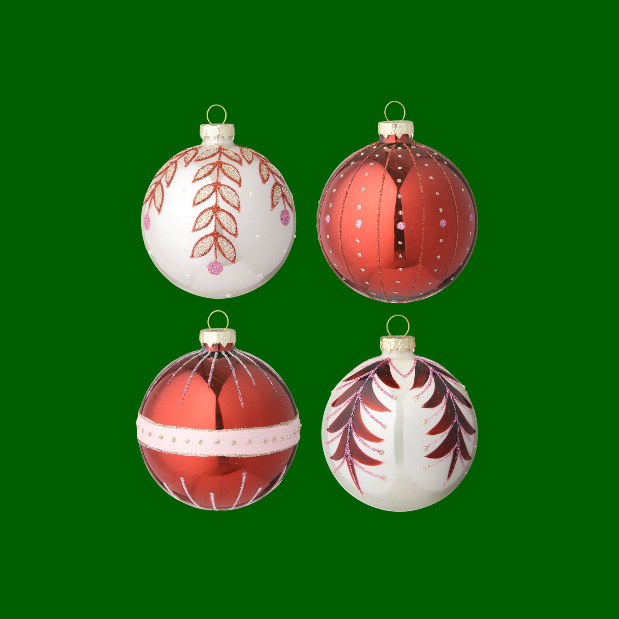 Bungalow KERST rode kerstballen Seraphim Ruby Ø8 cm doosje van 4 stuks