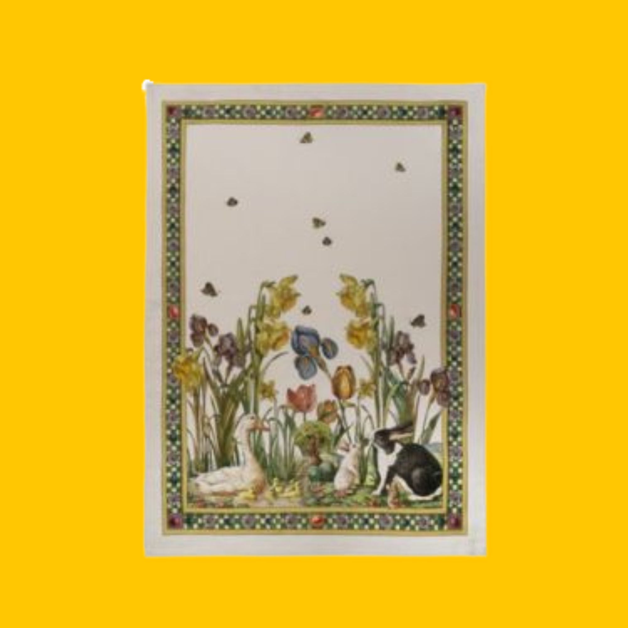 Bunny garden linen tea towels Tessitura Toscana Telerie, 2 variants | 50 x 70 cm