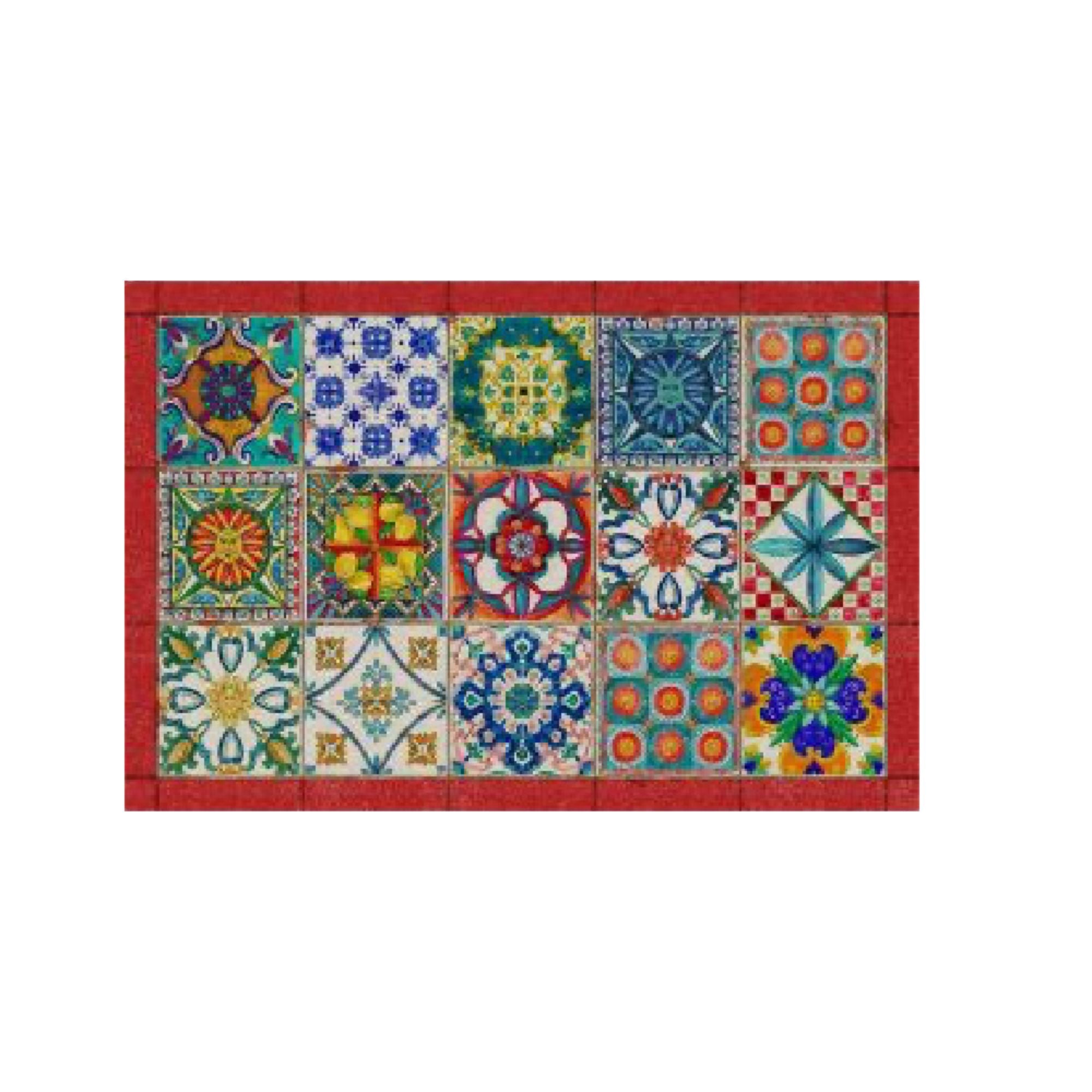 Deurmat en gangloper Camastra met vrolijk tegelpatroon kleuren