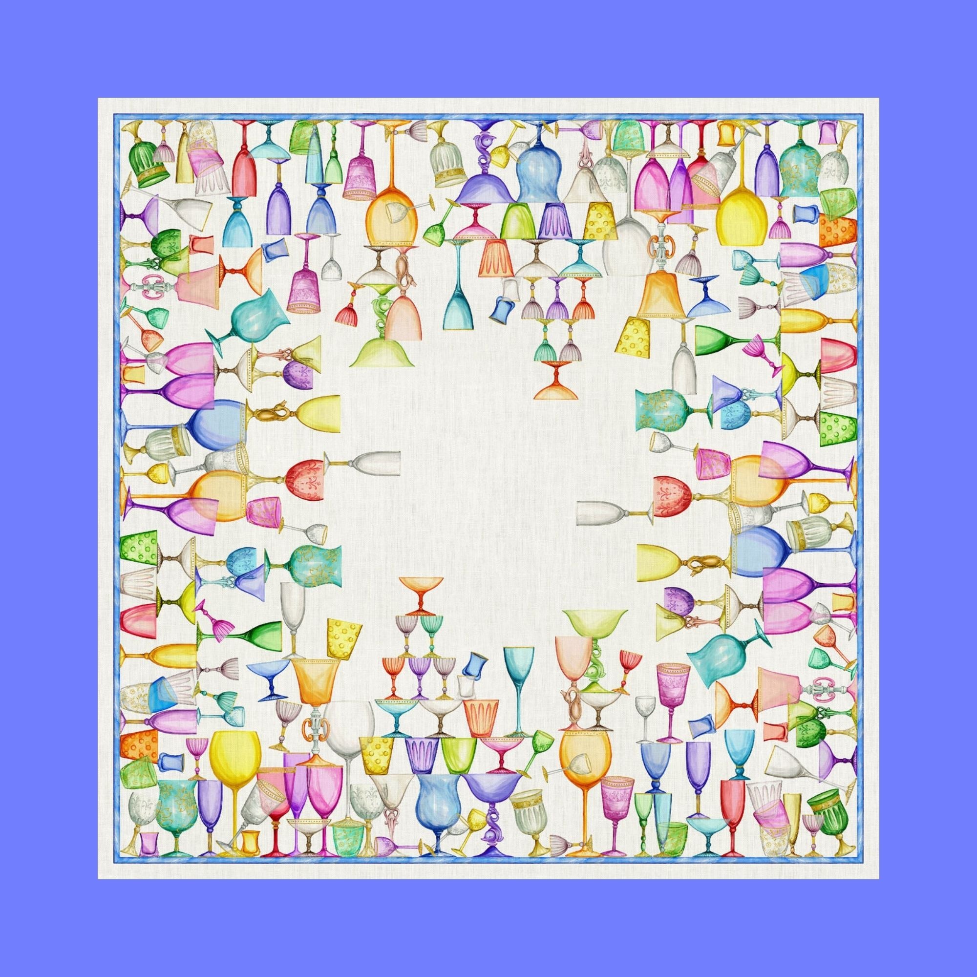 Crystal linnen tafelkleden met heel veel gekleurde kristallen glazen, kies je formaat