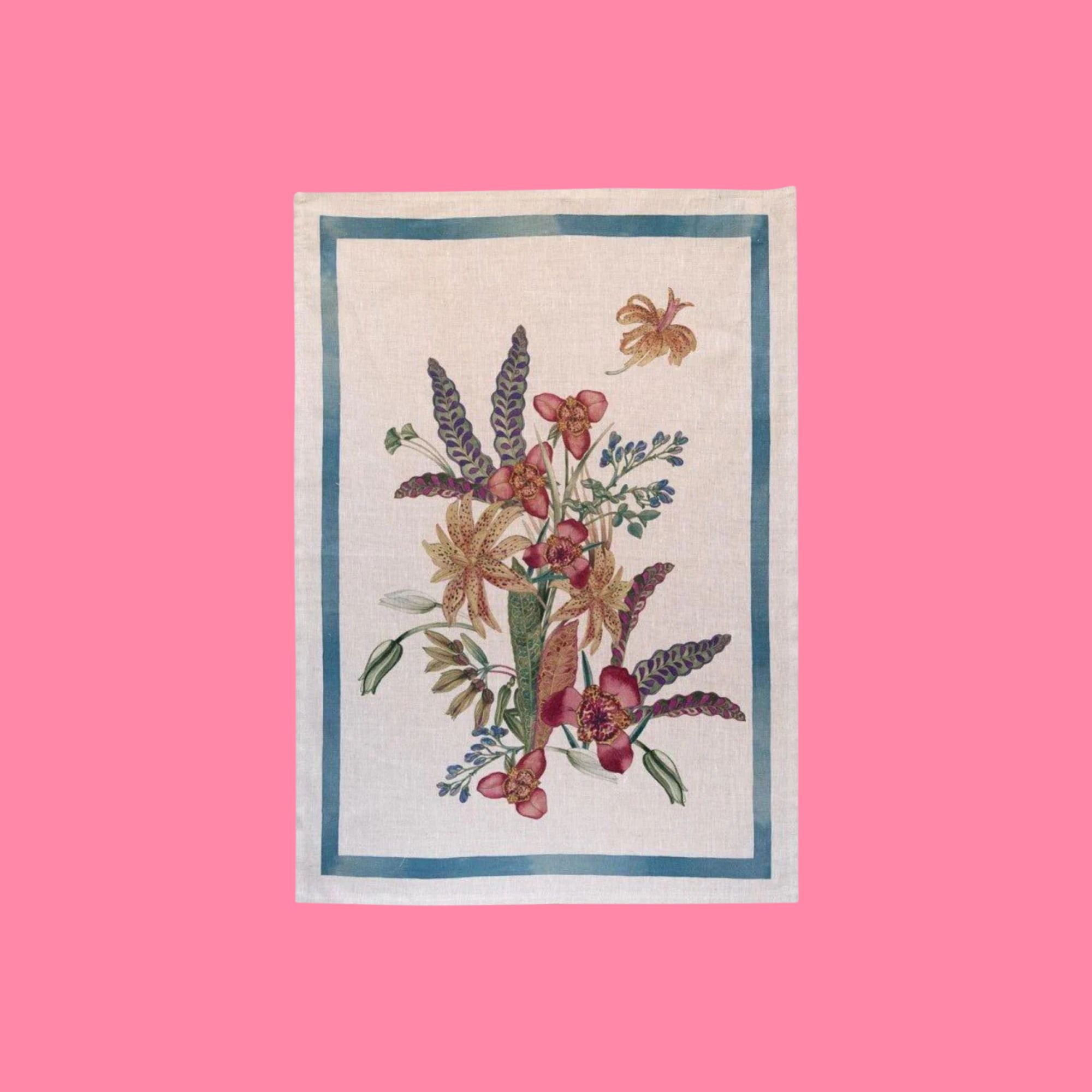 Linnen theedoek Eradea blauwe rand, Tessitura Toscana Telerie | 50 x 70 cm