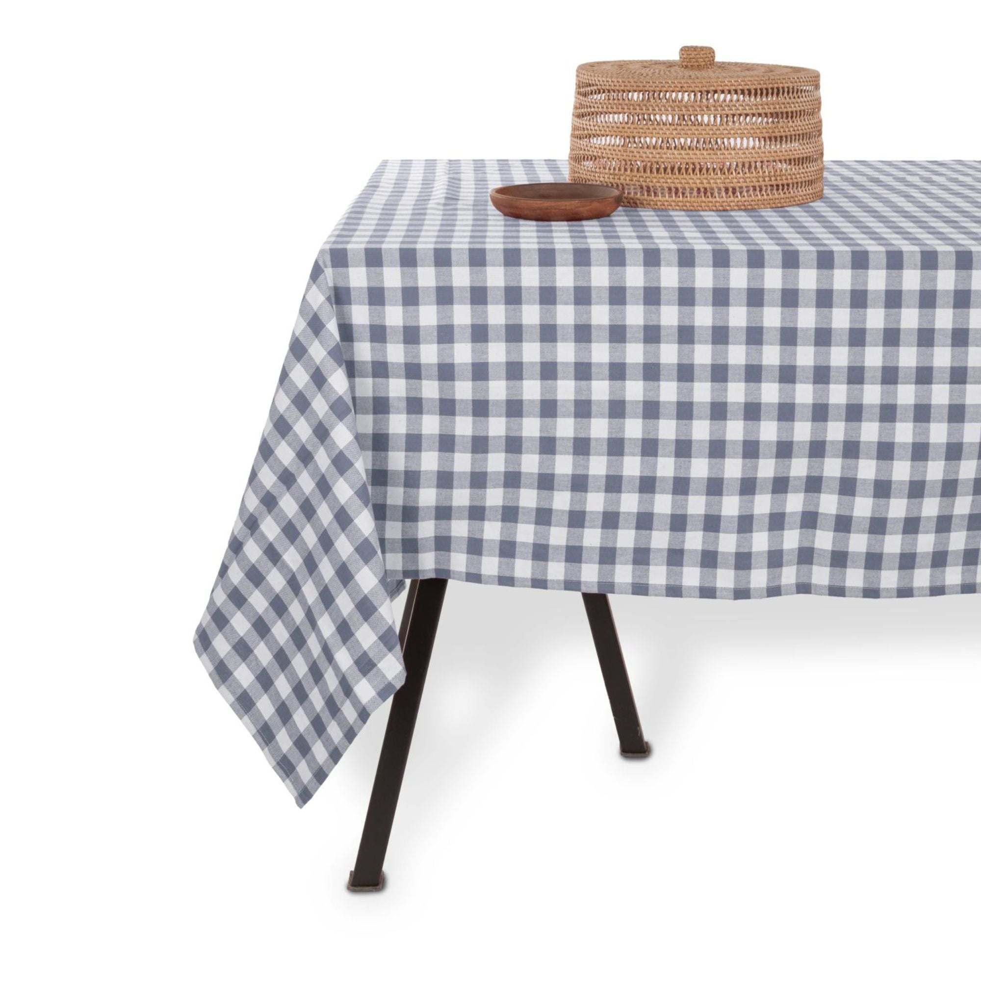 Blau-weiß karierte Baumwolltischdecke, wählen Sie Ihr Format: 150 x 15 – kleuroptafel