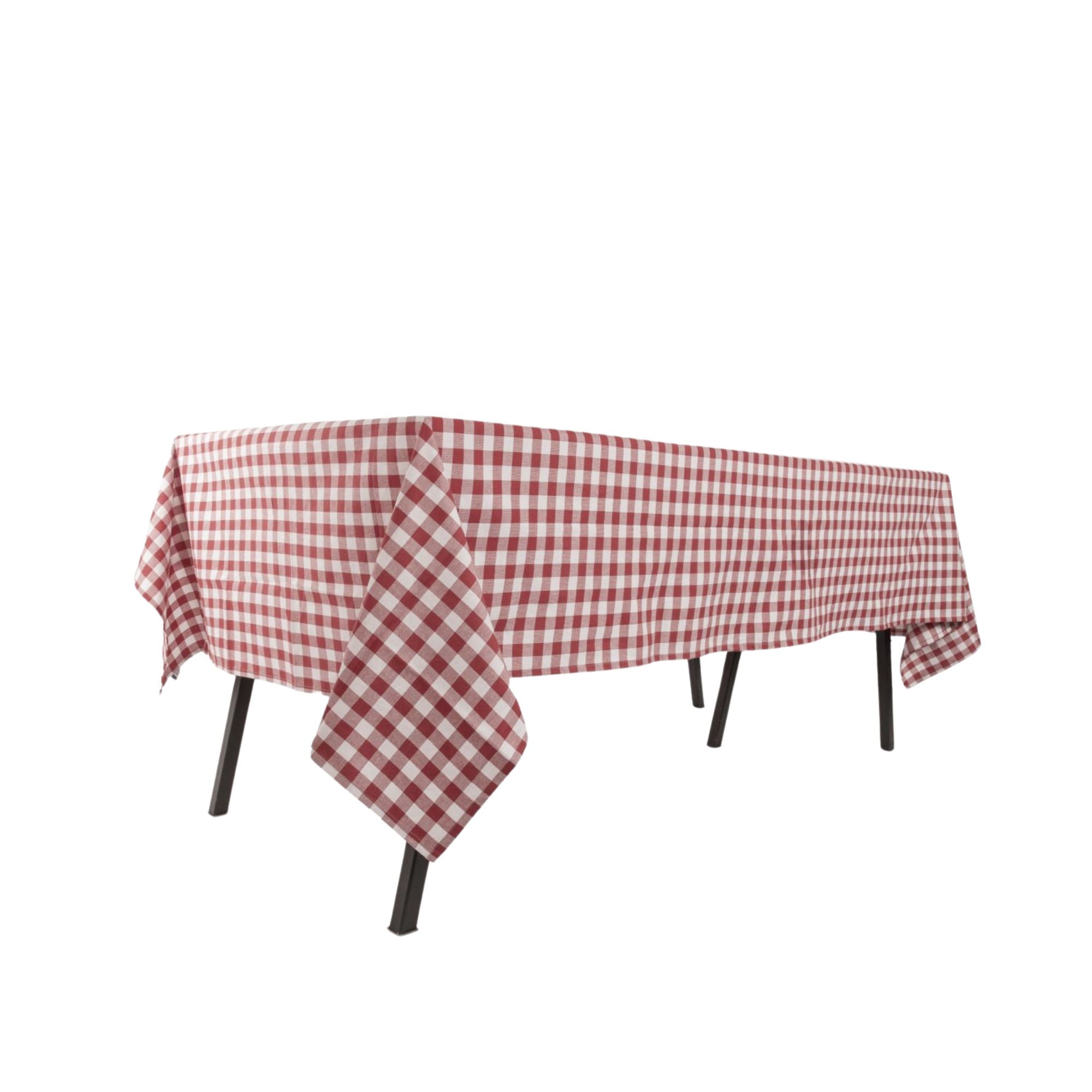 Gingham tafelkleed geruit in 7 kleuren (zwart, blauw, rood, cognac, roze, olijfgroen en taupe) kies uit: 150 x 300 en 150 x 250