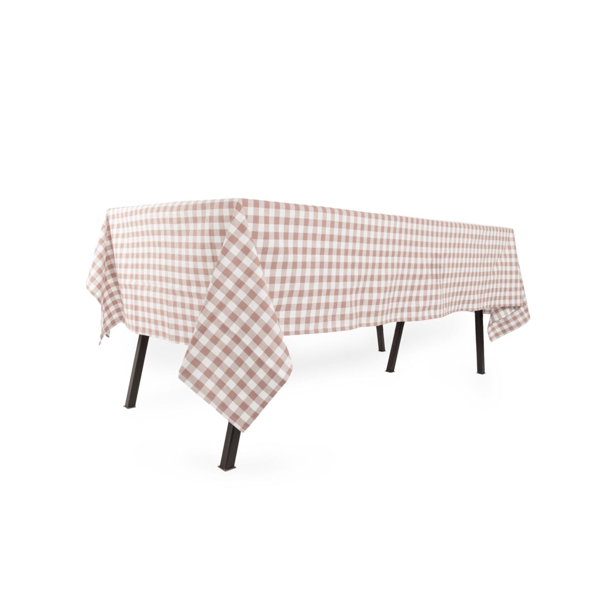 Gingham tafelkleed geruit in 7 kleuren (zwart, blauw, rood, cognac, roze, olijfgroen en taupe) kies uit: 150 x 300 en 150 x 250