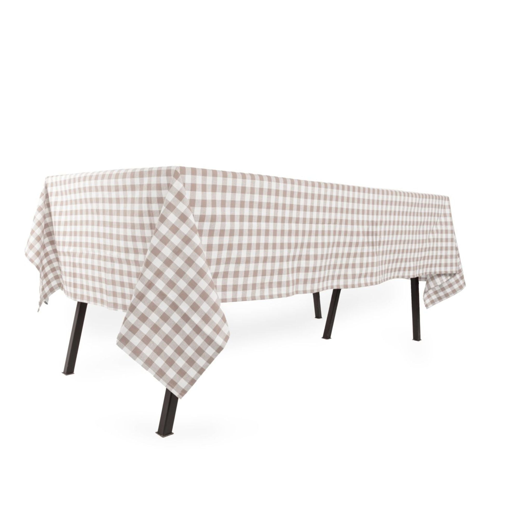 Gingham tafelkleed geruit in 7 kleuren (zwart, blauw, rood, cognac, roze, olijfgroen en taupe) kies uit: 150 x 300 en 150 x 250