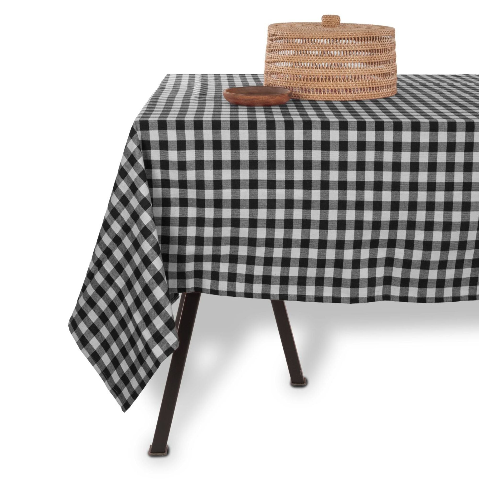 Gingham tafelkleed geruit in 7 kleuren (zwart, blauw, rood, cognac, roze, olijfgroen en taupe) kies uit: 150 x 300 en 150 x 250