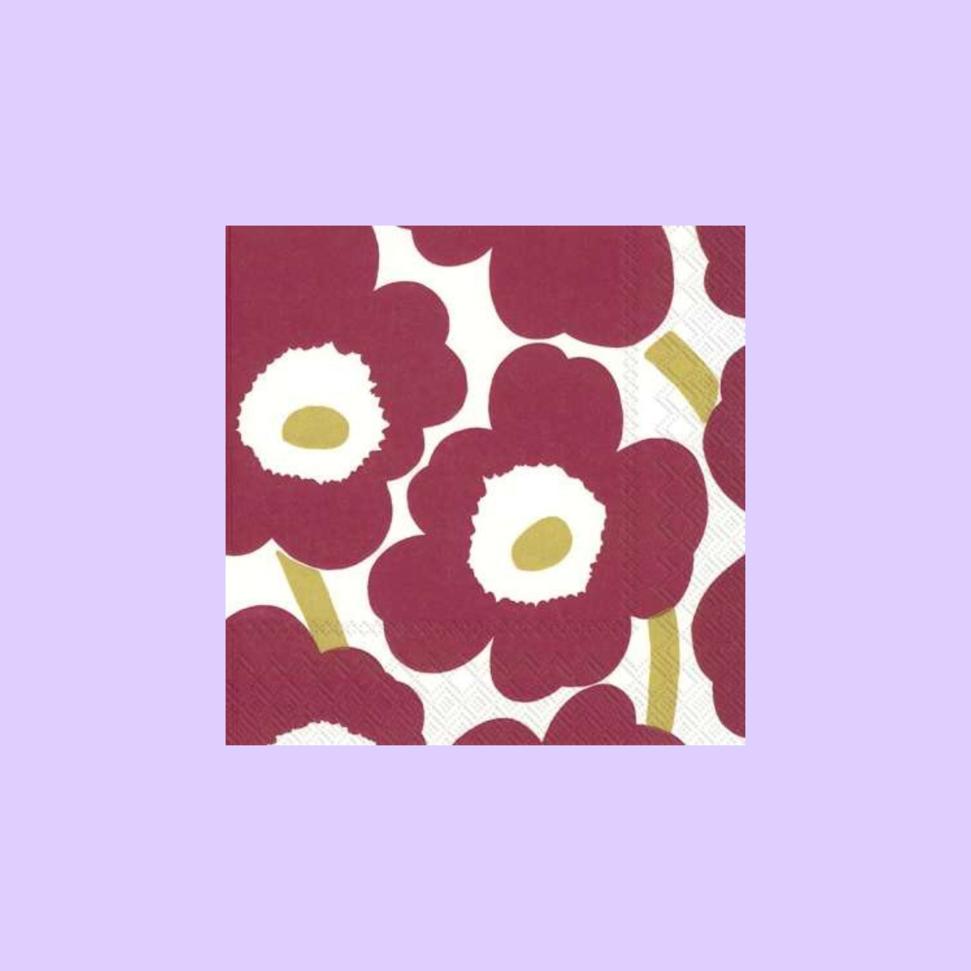 Marimekko x Ihr KERST cocktailservetjes Unikko bordeaux en goud, 20 stuks