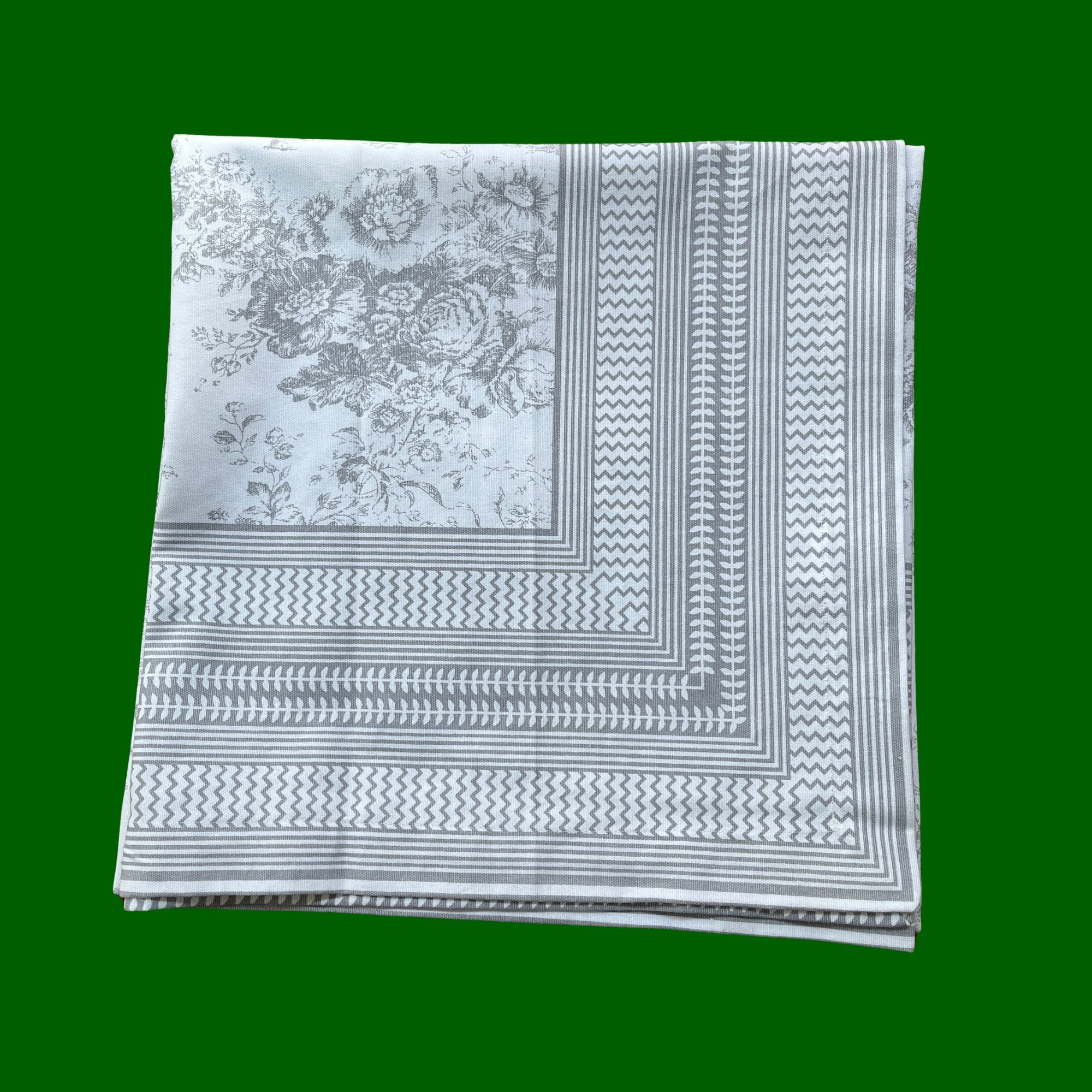 Toile de Jouy vierkant tafelkleed kies uit donkergroen, grijs, rood, roze, lichtblauw | 160 x 160 cm