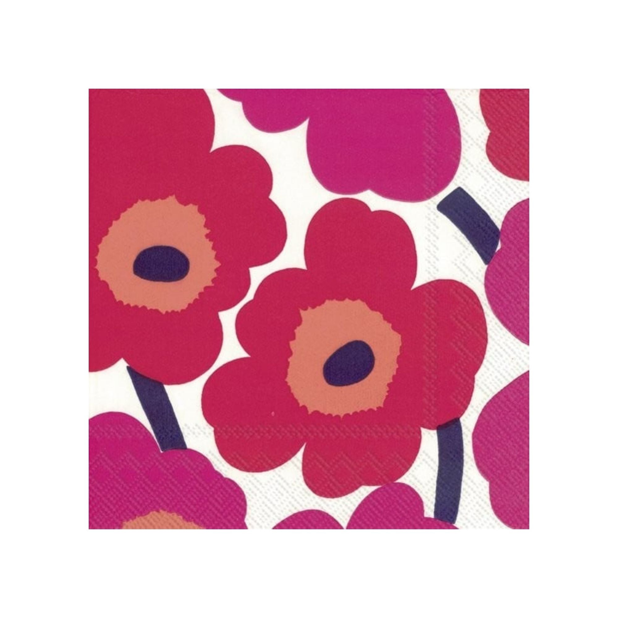 Marimekko x Ihr Unikko rood papieren lunchservetten 33 x 33 cm, 20 stuks