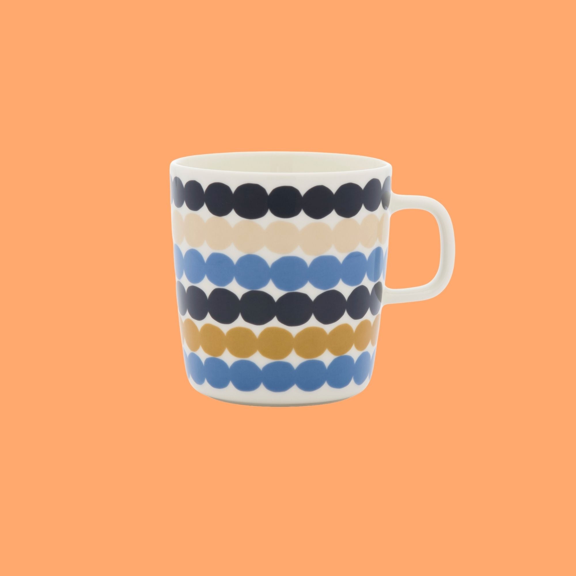 Marimekko Siirtolapuutarha grote mok blauw-beige gestipt | 4 dl