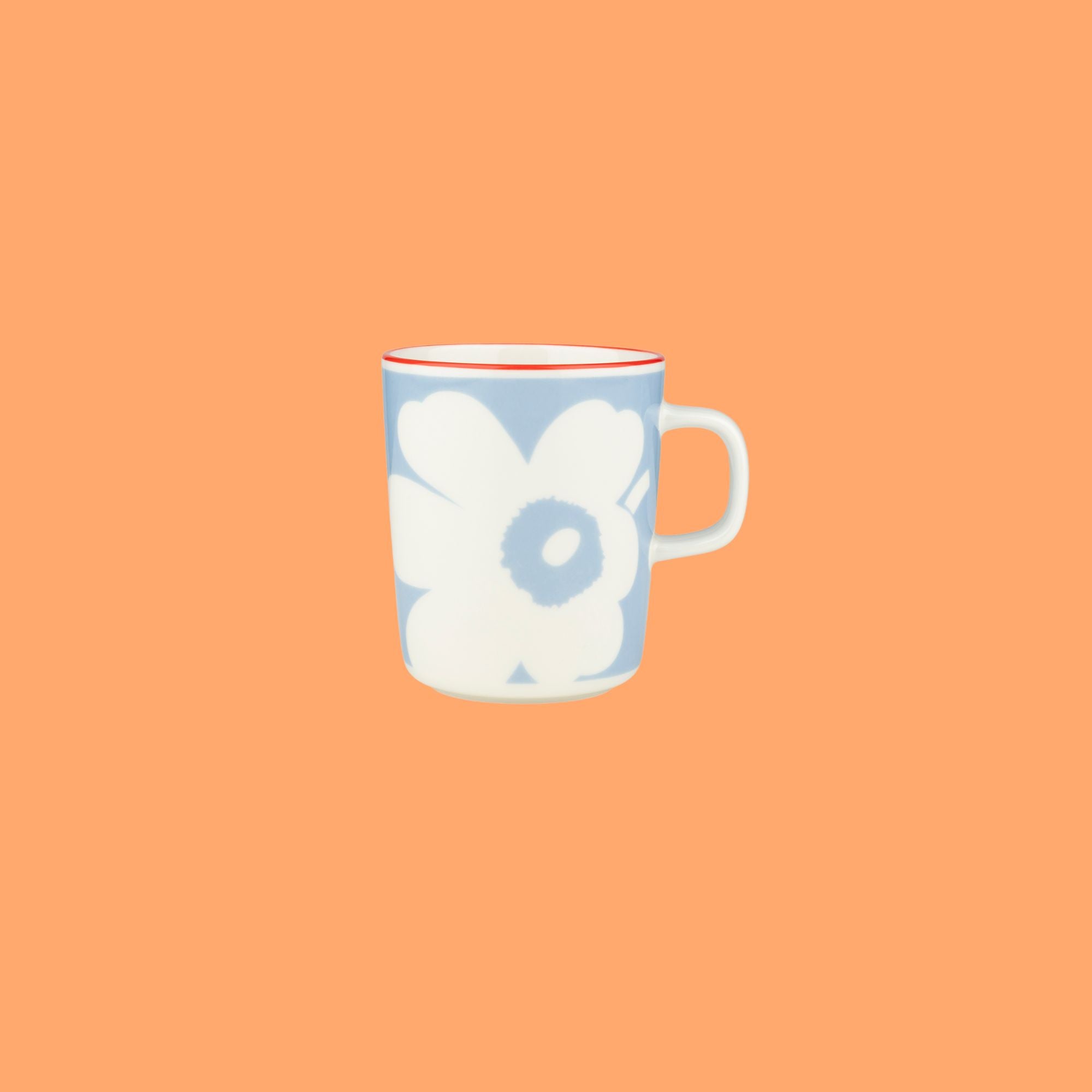 Marimekko mok met oor Unikko lichtblauw rood | 2,5 dl