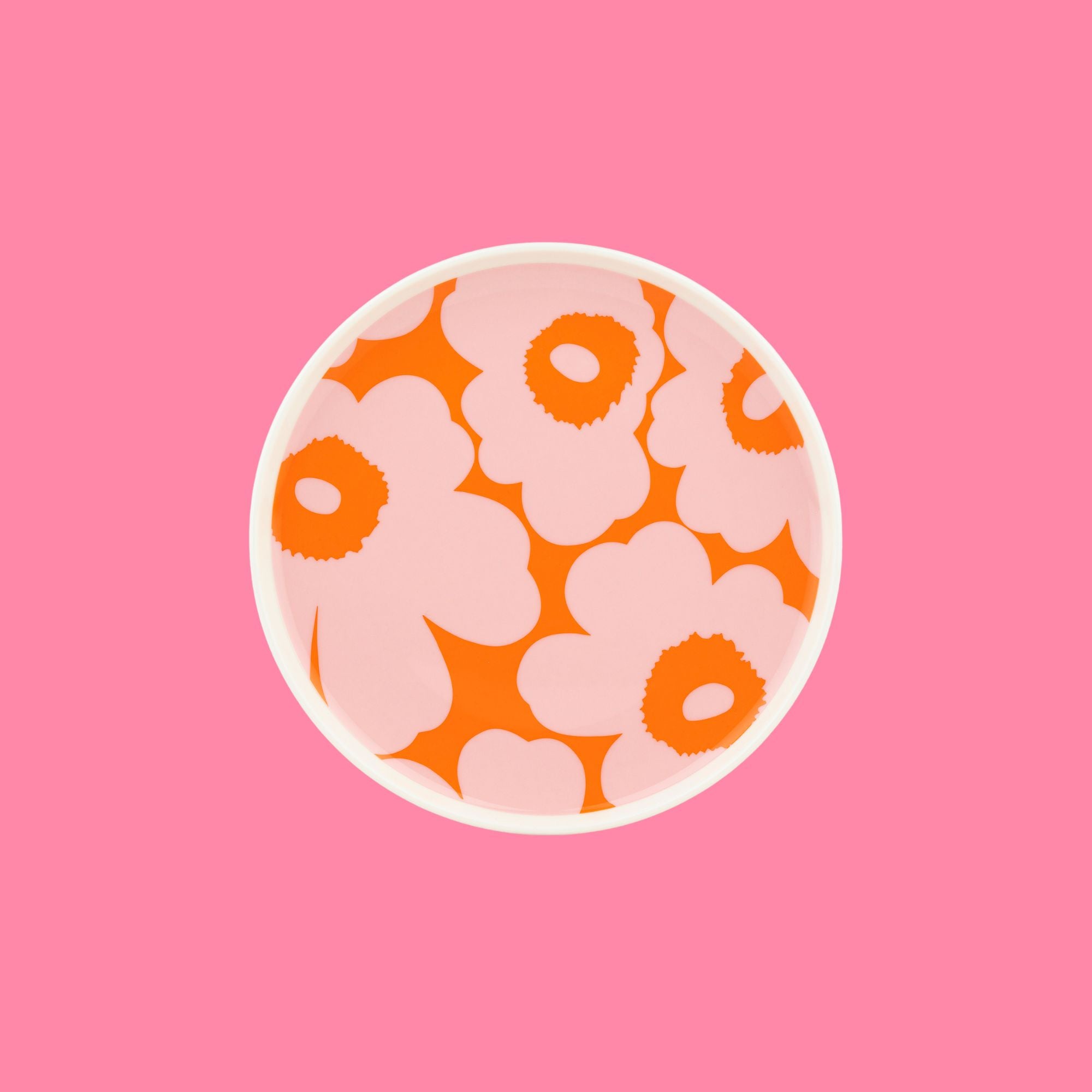 Marimekko ontbijtbord Unikko roze met oranje | Ø 20 cm