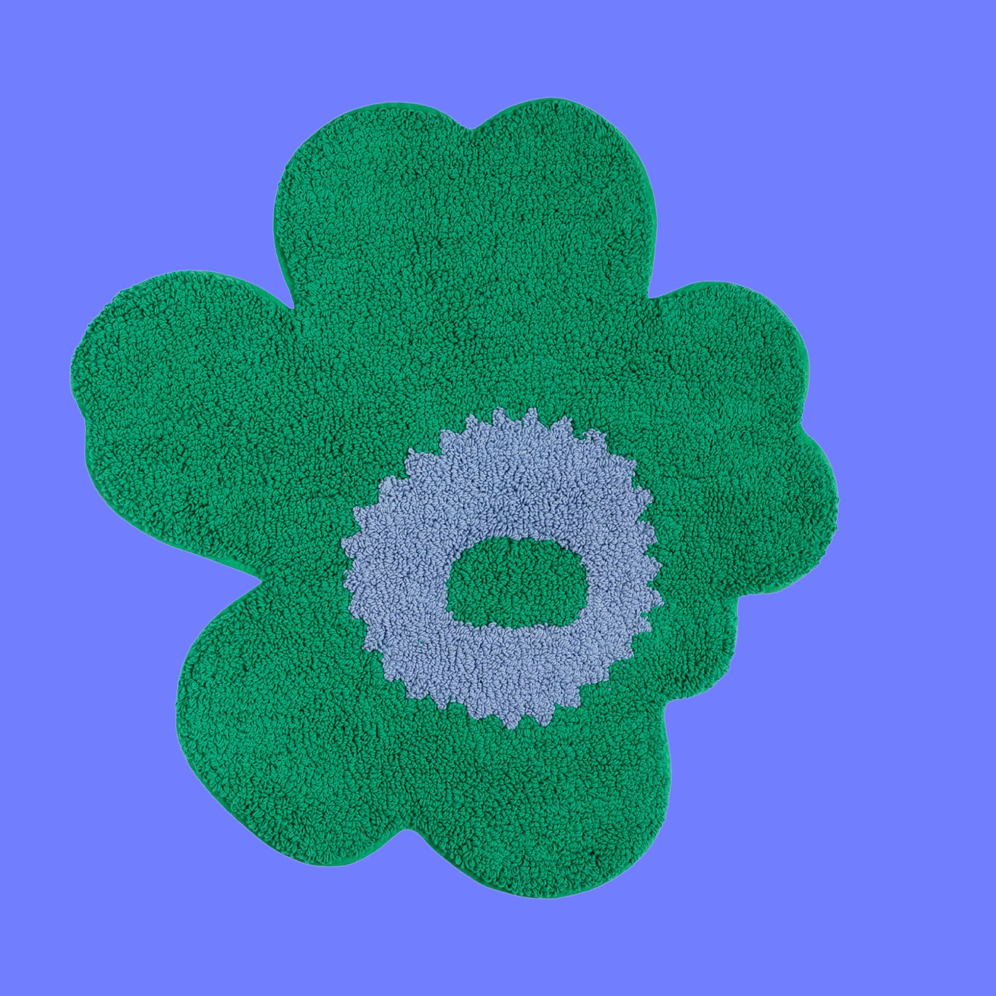 Marimekko badmat Unikko groen en grijsblauw | 73 x 74 cm