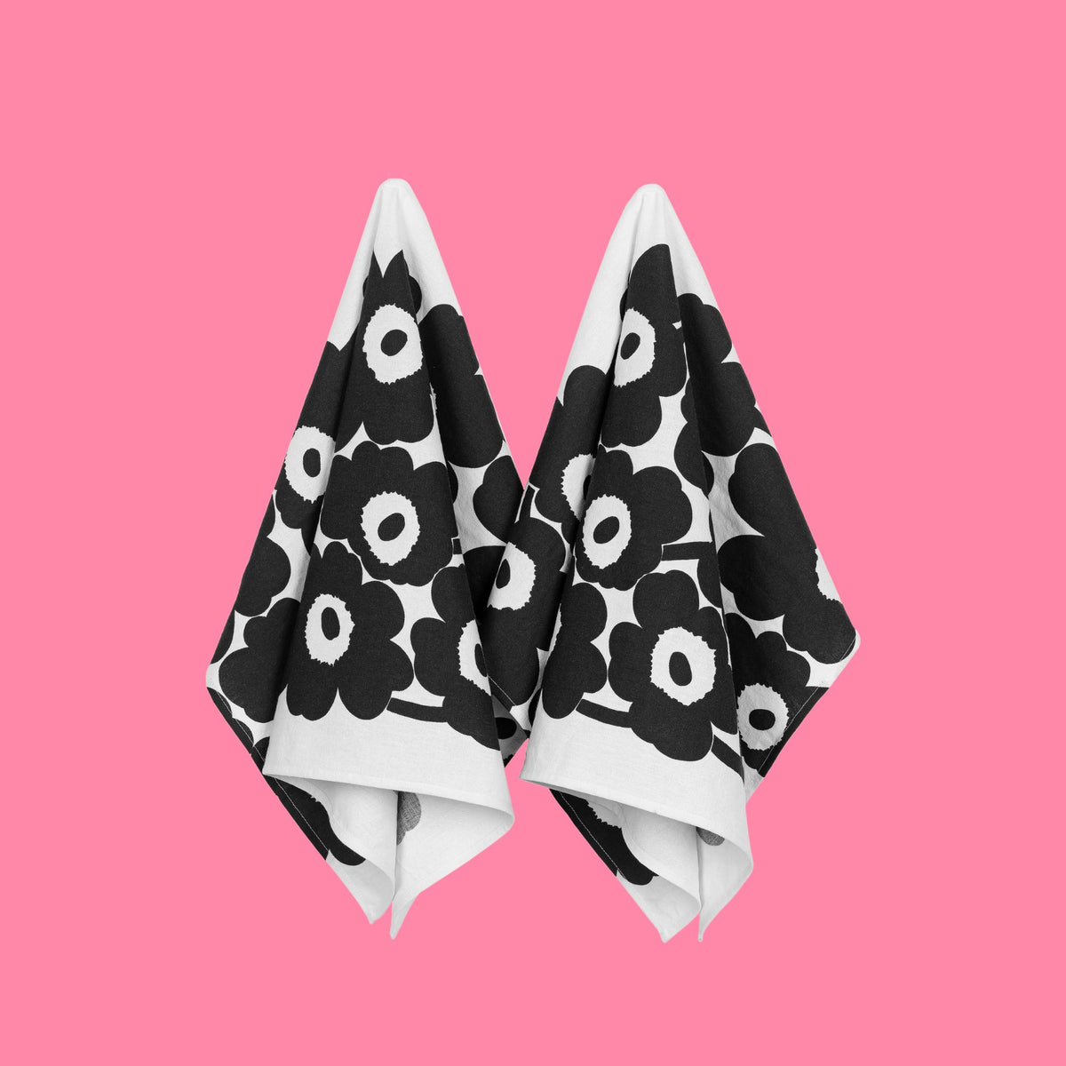 Marimekko set van 2 theedoeken Unikko zwart | 47 x 70 cm