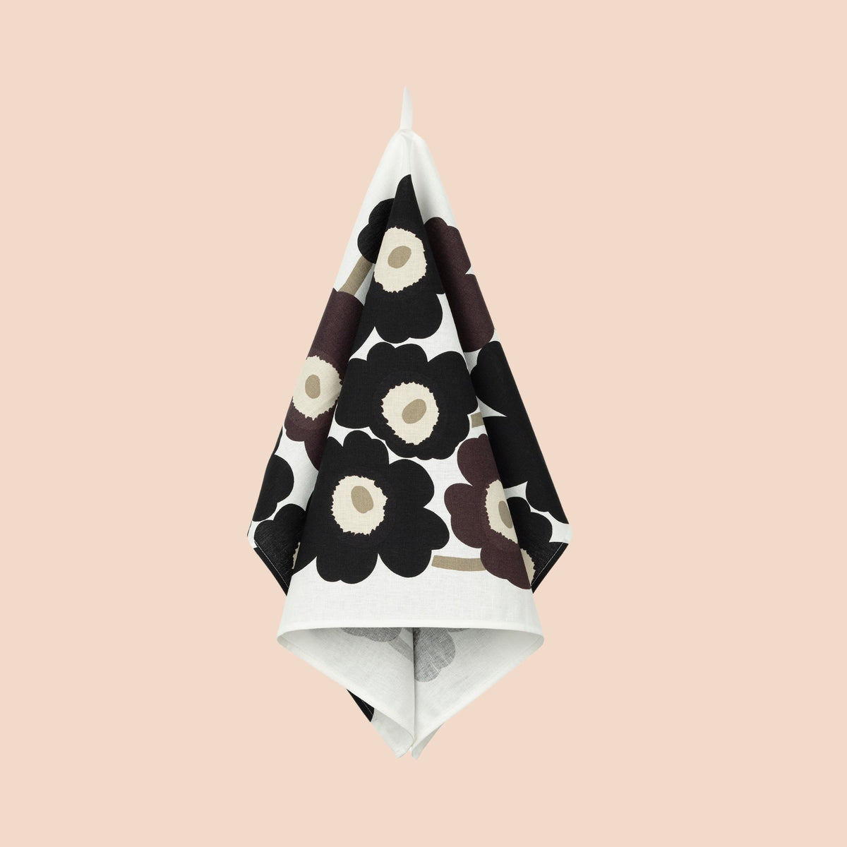 Marimekko theedoek Unikko zwart-wit-beige | 47 x 70 cm