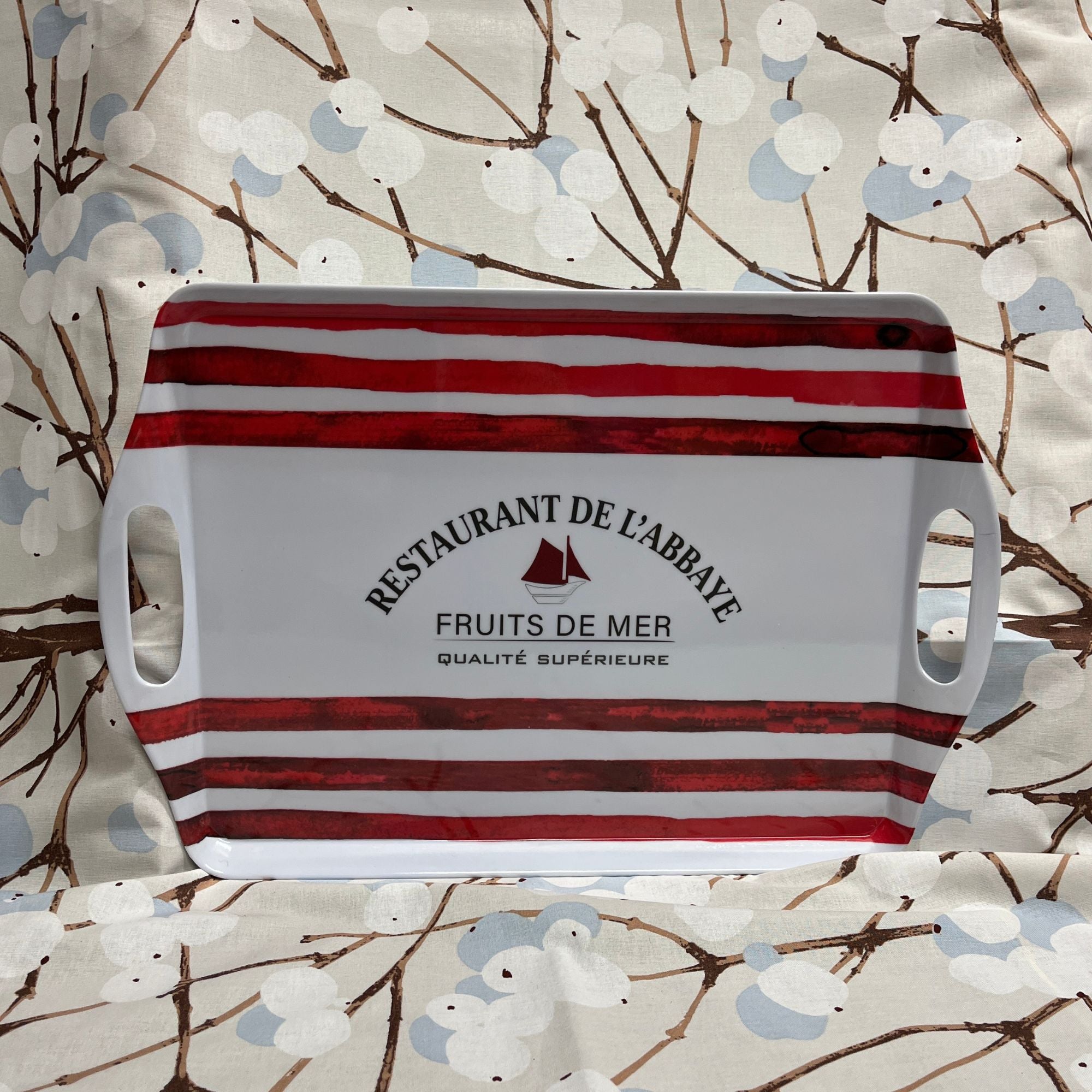 La Côte red and white striped rectangular tray 45 x 30 cm choose from 2 variants
