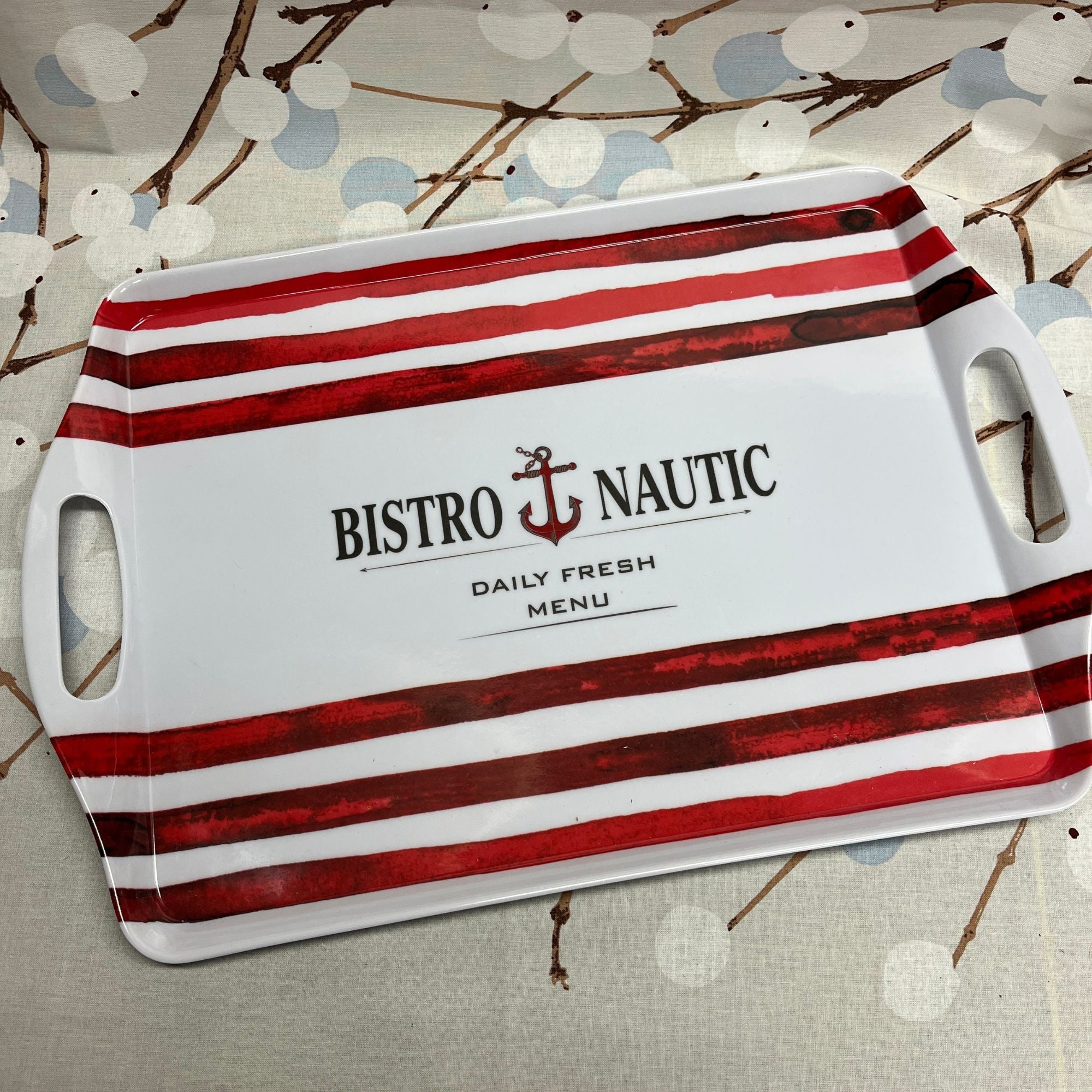 La Côte red and white striped rectangular tray 45 x 30 cm choose from 2 variants