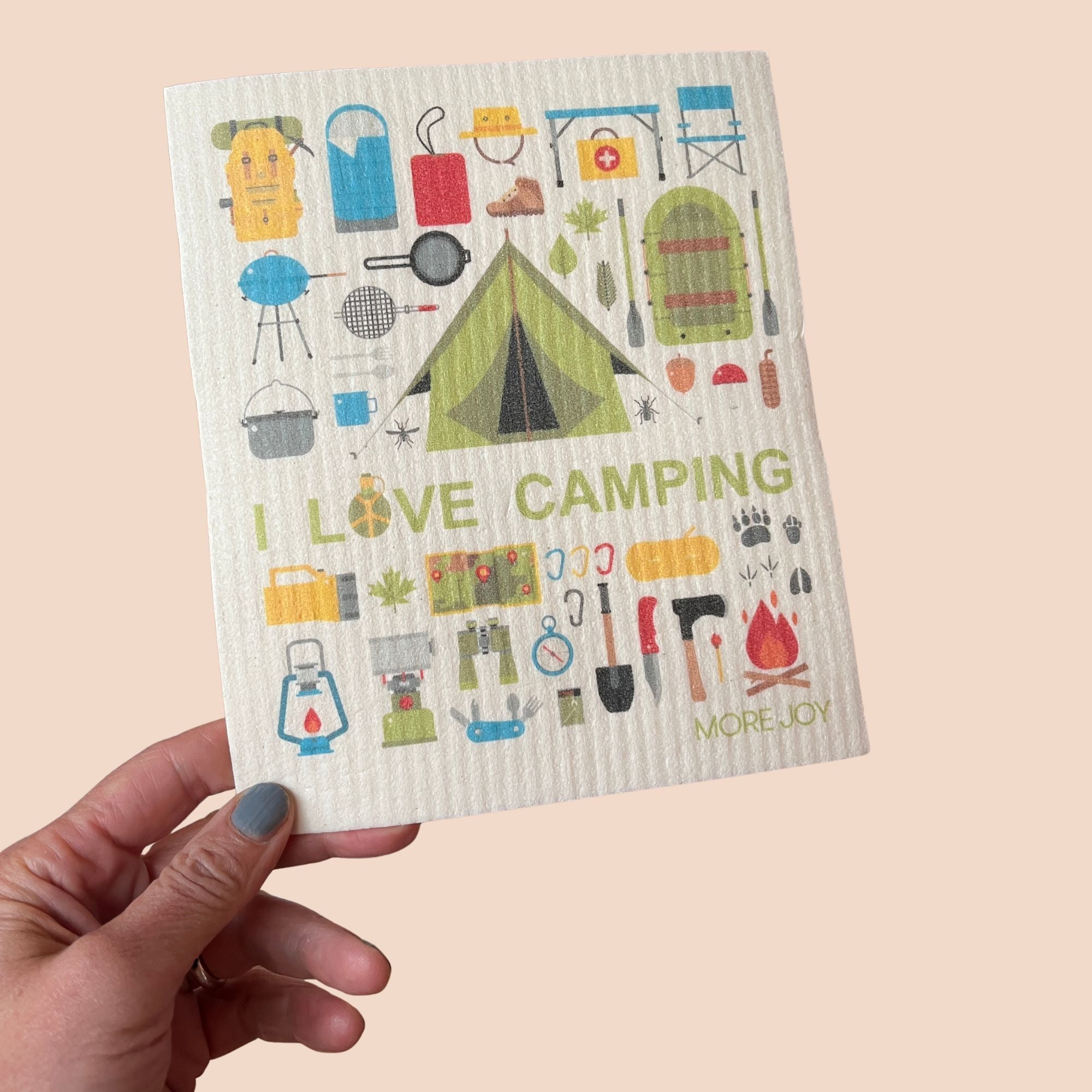Vaatdoekje I love camping, 100% biologisch afbreekbaar, More Joy Home
