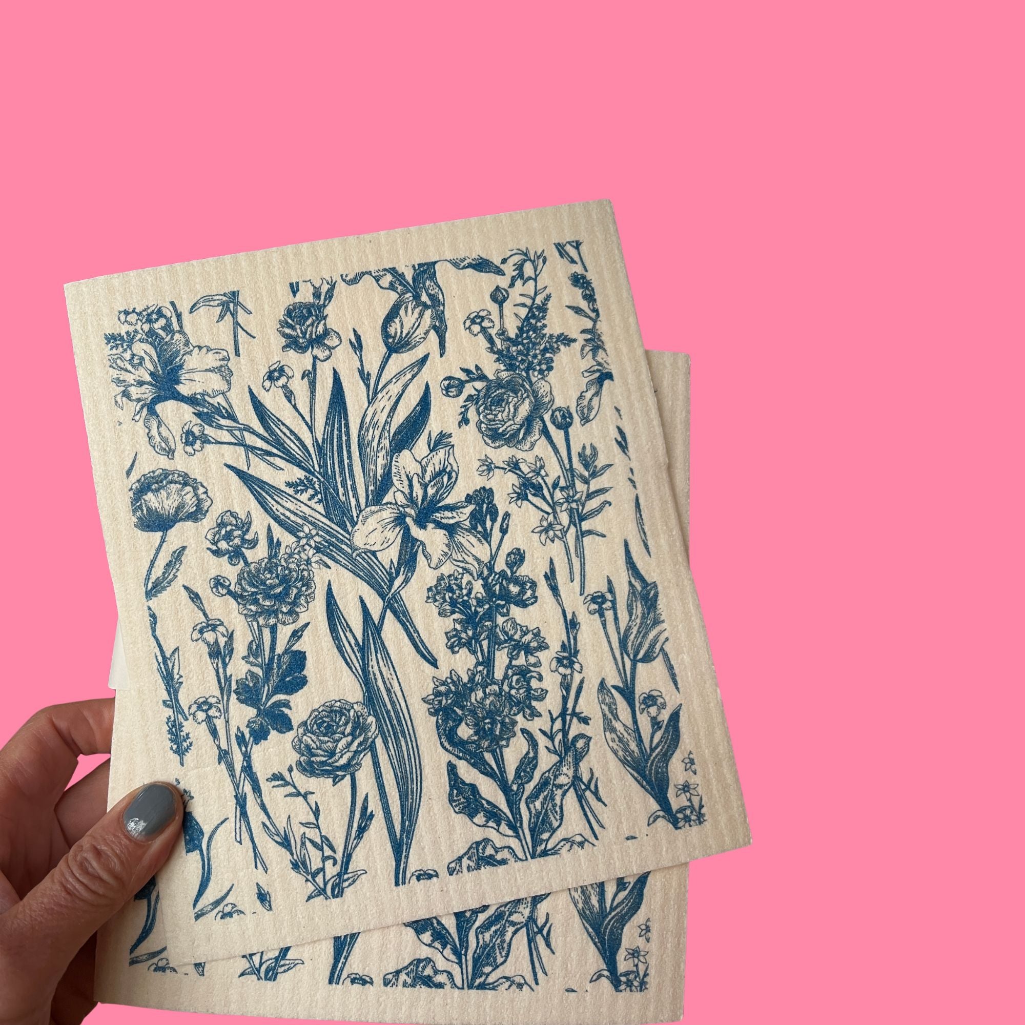 Vaatdoekje Blauwe bloemen, 100% biologisch afbreekbaar, More Joy Home