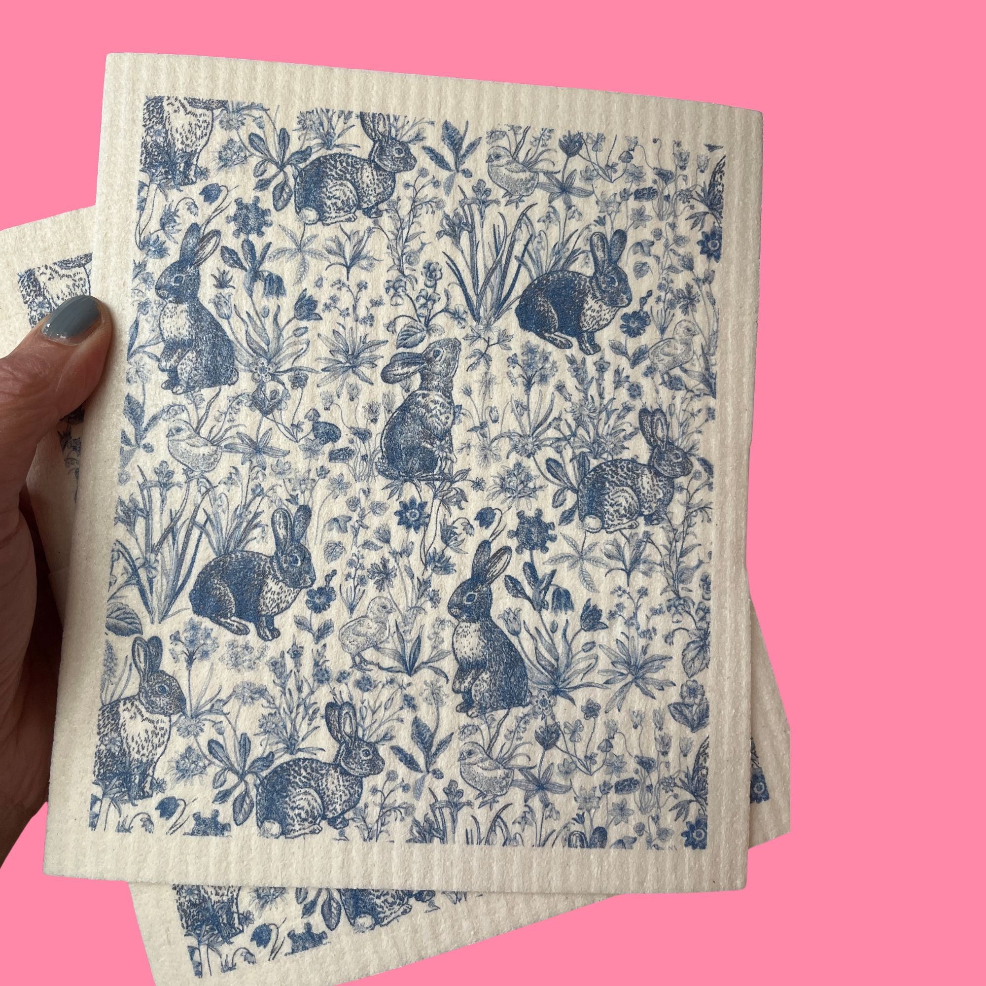 Vaatdoekje Blauwe konijntjes en kuikentjes, 100% biologisch afbreekbaar, More Joy Home