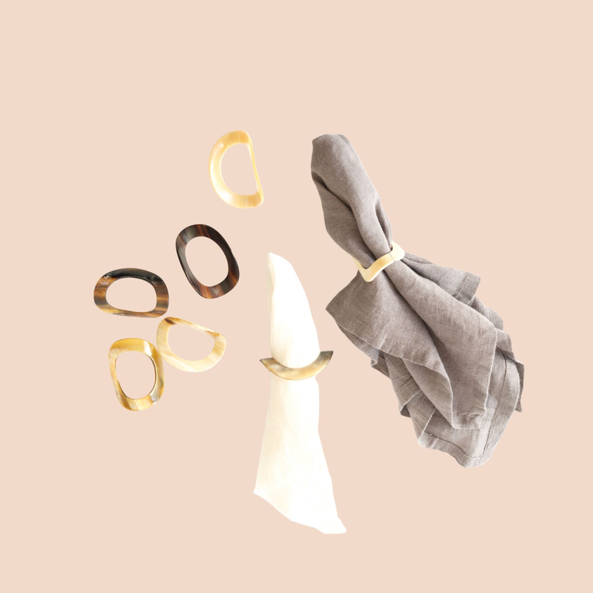 Hornvarefabrikken servetring van hoorn platte, gebogen ring