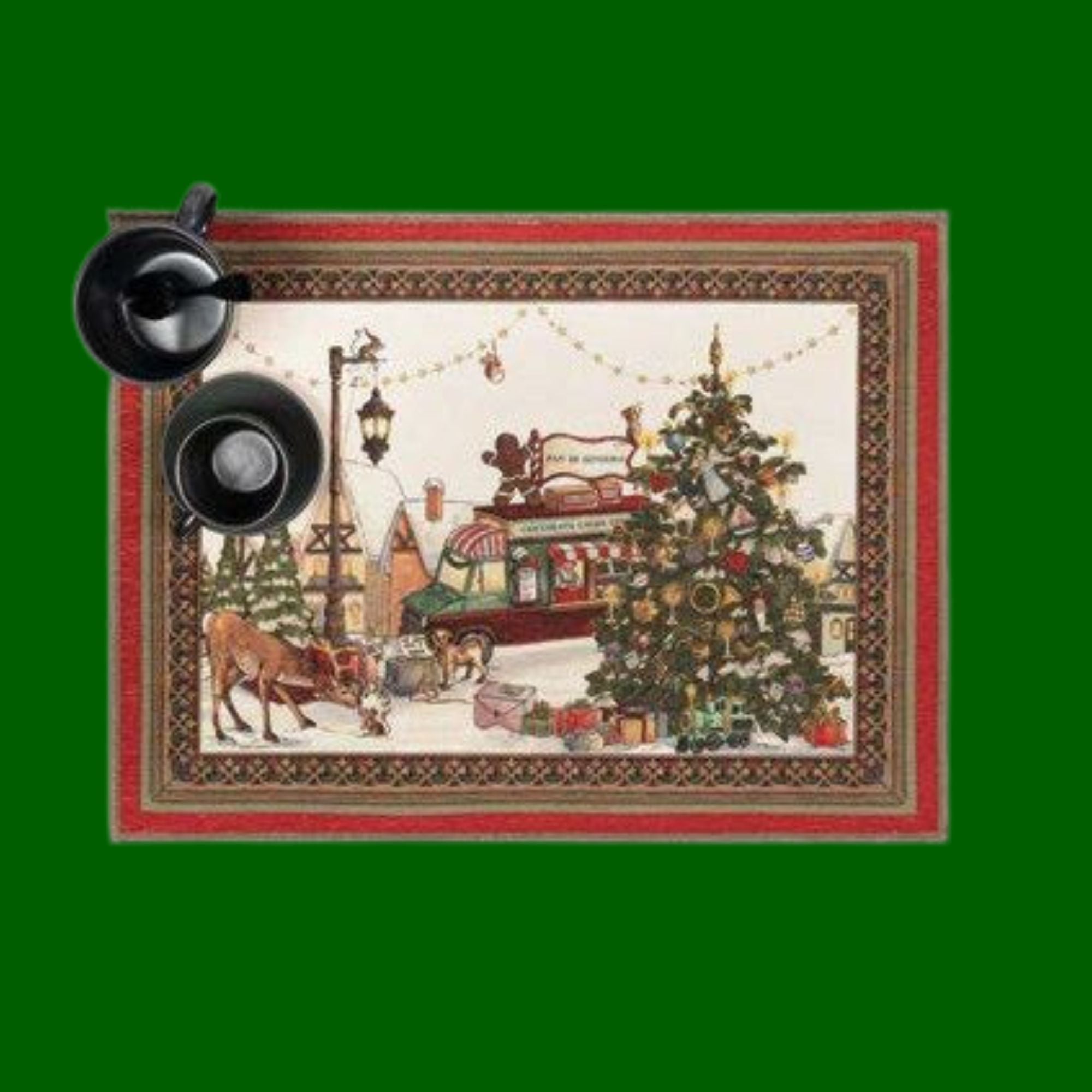 Placemats Natalis met kersttafereel, set van 2 in een hoesje, Tessitura Toscana Telerie
