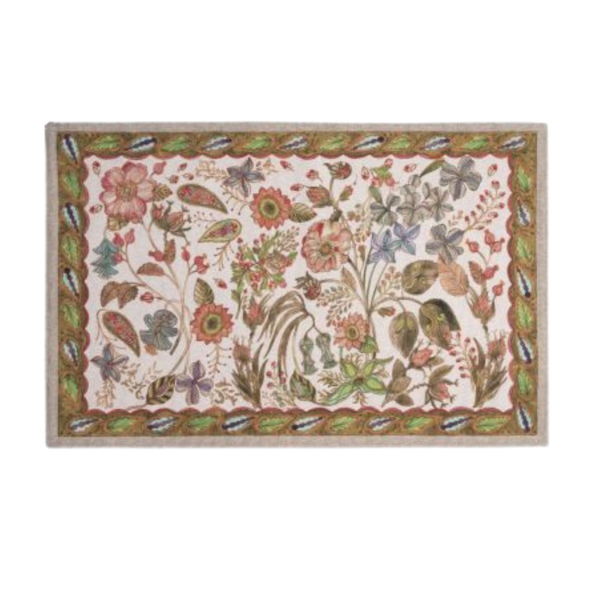 Deurmat en gangloper Occitane, ingetogen bloemenpatroon met her en der een fel kleuraccent