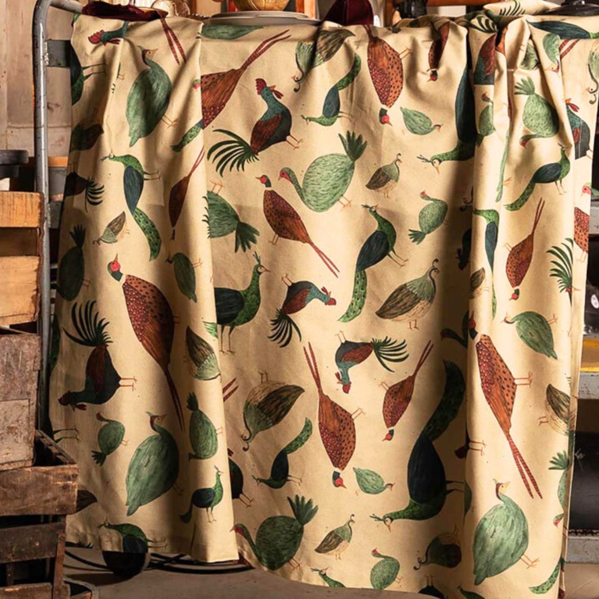 Katoenen tafelkleed Pintade met fazanten, korhoenders en meer pluimvee | 170 x 270