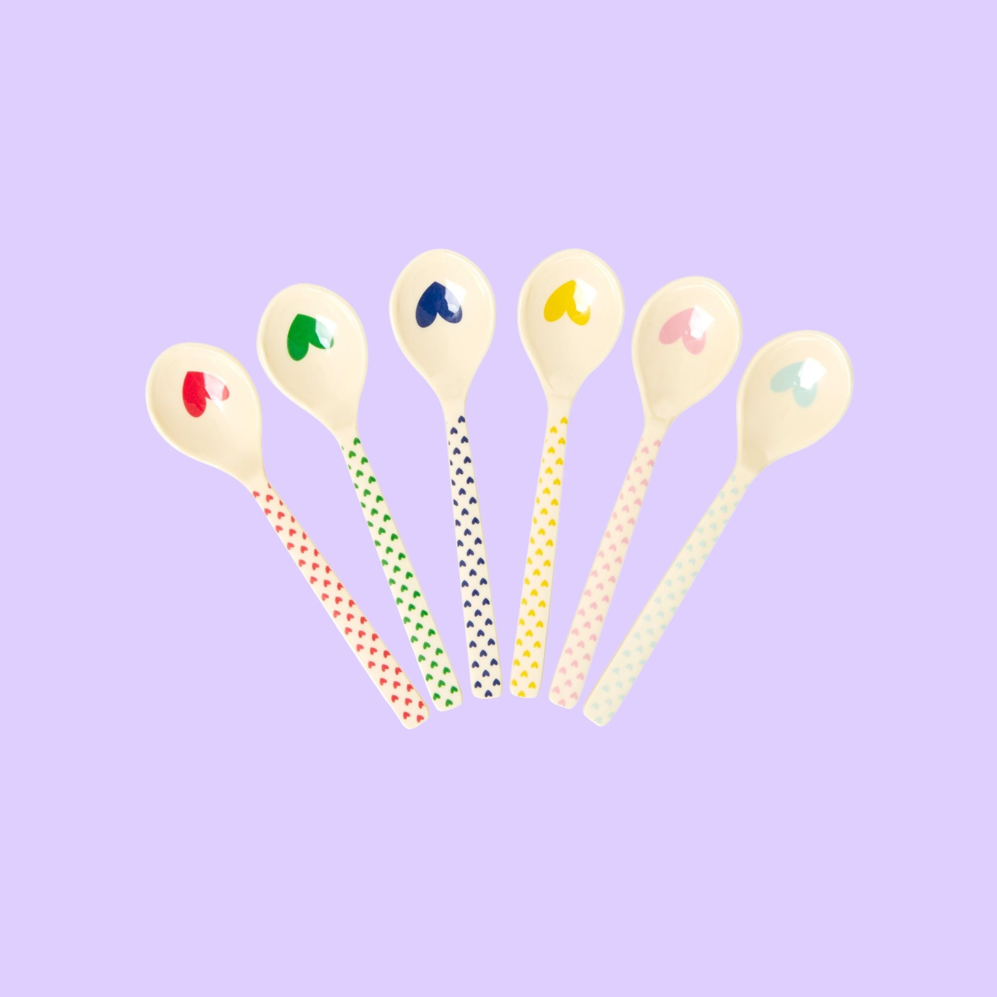 Rice koffielepels 'favorite hearts' in 6 kleuren, set van 6 | 14,5 cm
