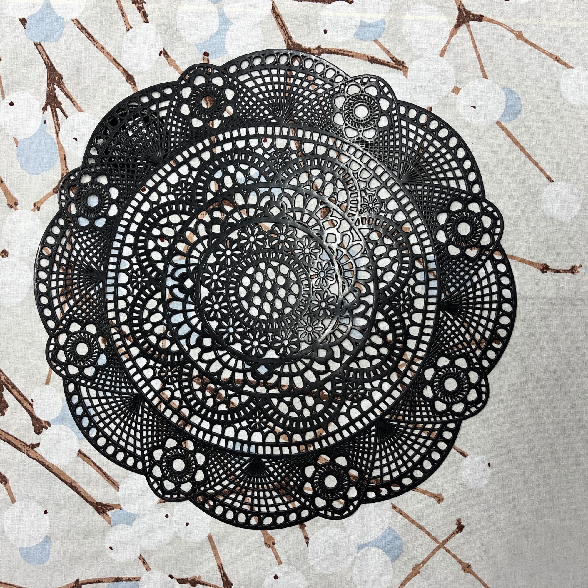 Online Only Placemats Doily zilver of zwart, rond, 6 stuks