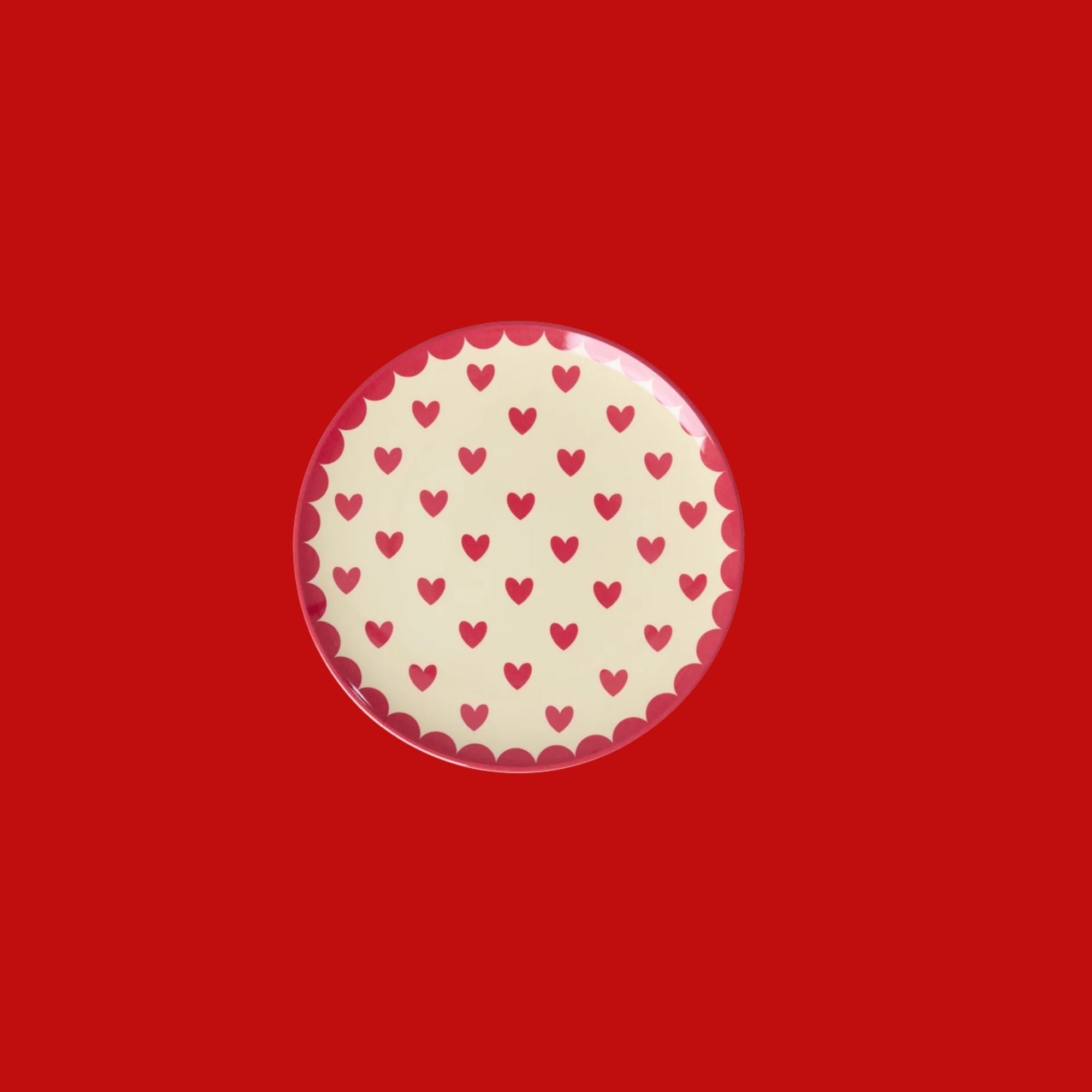 Rice taartbordje met hartjes, kies uit rood, roze of turquoise | Ø 16 cm