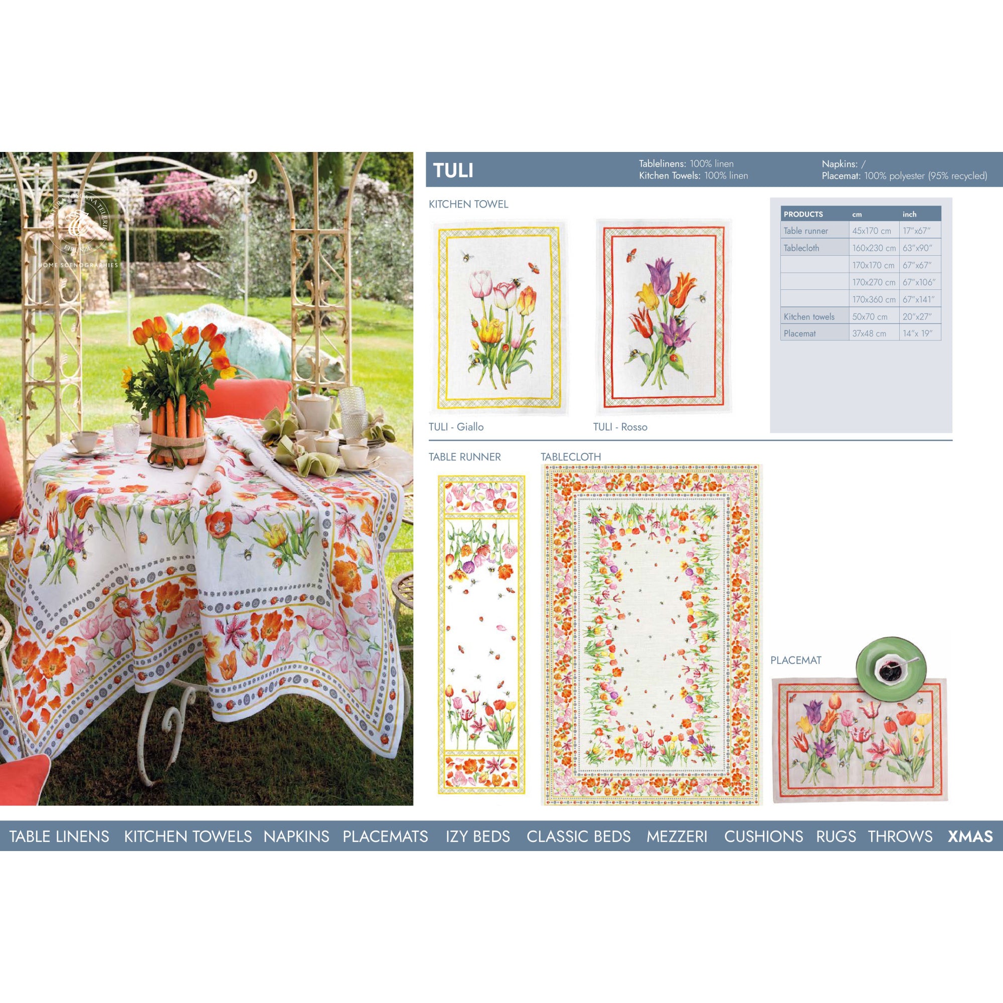 Tuli linnen tafelkleden en loper met tulpen, kies je formaat